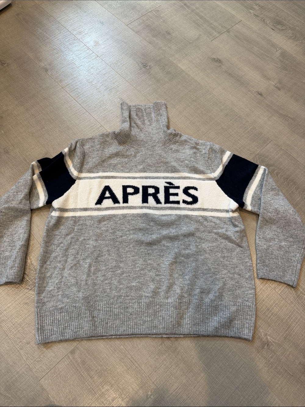 Nordstrom APRÈS Grey, White & Navy Turtleneck Sweater